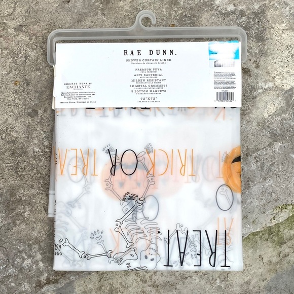 Rae Dunn TRICK OR TREAT Shower Curtain Liner - Picture 2 of 3